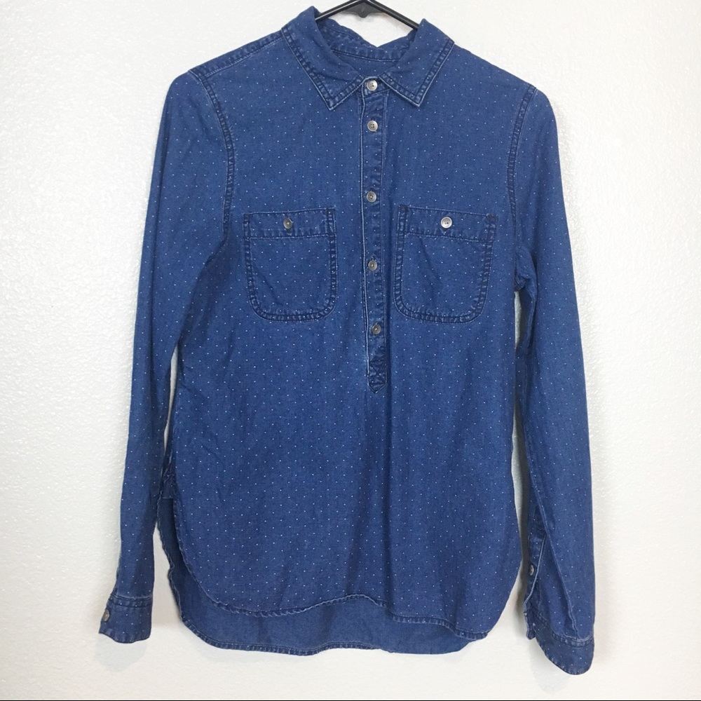 Madewell | Dot Chambray Pop Over Button Up Small